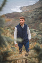 Lowry • The Navy Lambswool Nehru Gilet with Green Velvet Collar