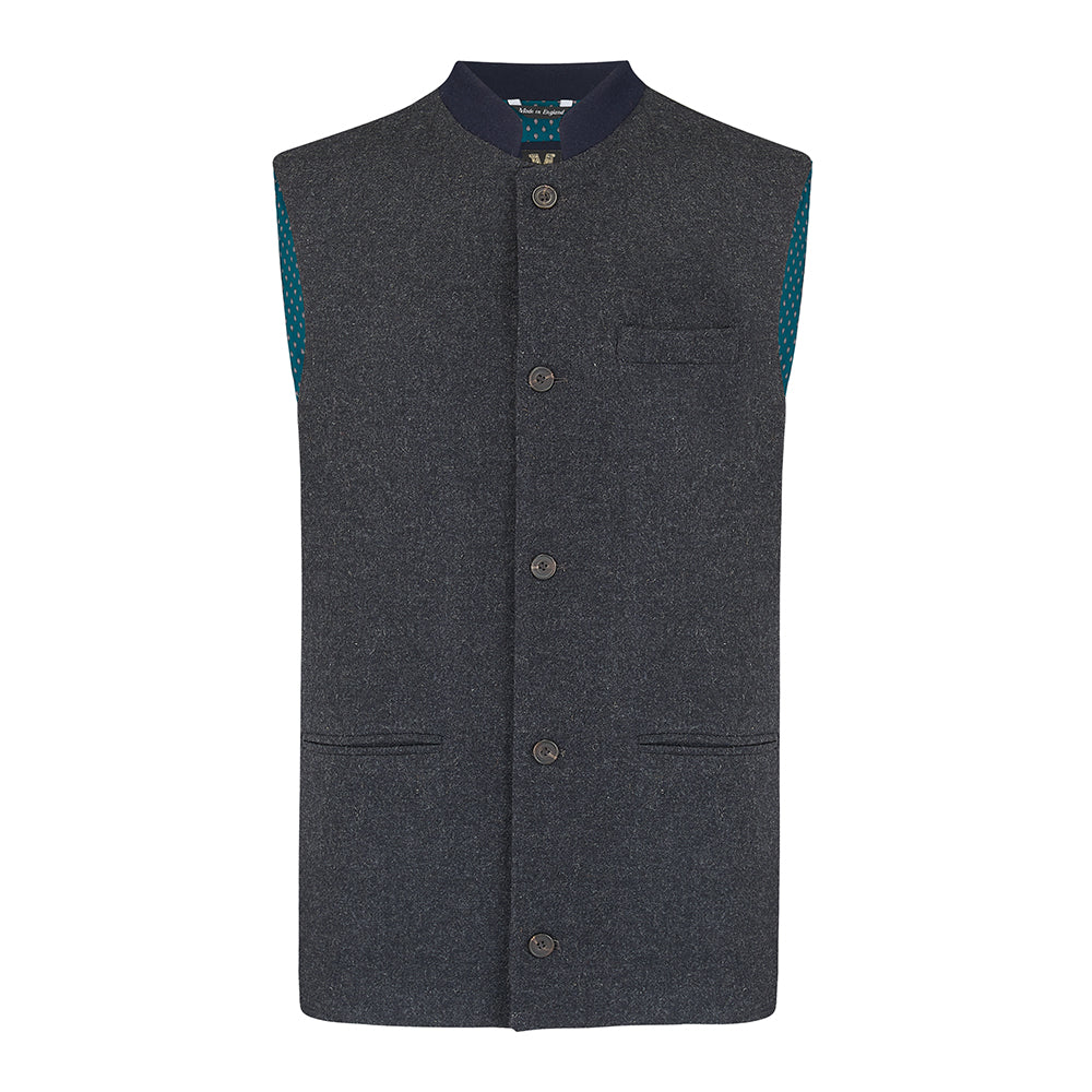 British Lambswool Nehru Gilet. Nehru Vest, Nehru Waistcoat, Nehru Jacket. Made in England.
