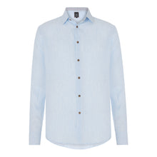 Marmaduke London luxury linen shirt, crafted from pure linen and finished with horn buttons. Featuring our popular hand drawn prints in cuffs and collar. Luxury summer menswear, beachwear.