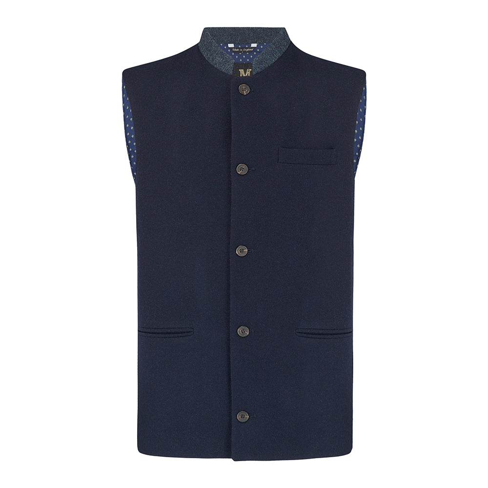 British Lambswool Nehru Gilet. Nehru Vest, Nehru Waistcoat, Nehru Jacket. Made in England.