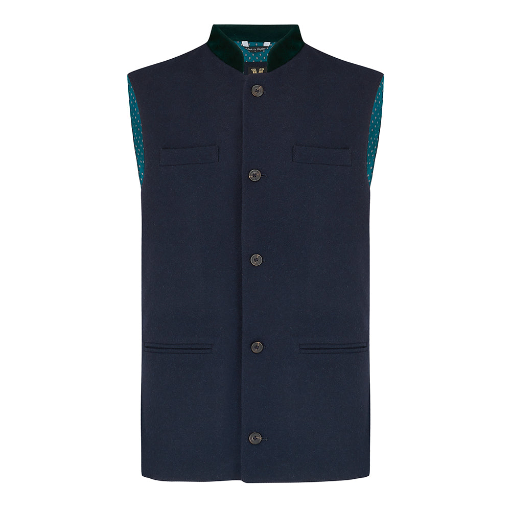 British Lambswool Nehru Gilet. Nehru Vest, Nehru Waistcoat, Nehru Jacket. Made in England.