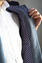 Nehru Gilet Made in England from Blue British Lambswool and a contrast Nehru collar in navy wool. Known as Nehru Vest, Nehru Jacket, Nehru Waistcoat, Nehru Gilet. Finished with horn buttons. British designer, British menswear, Made in England. Smart casual Menswear. 