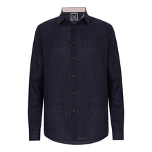Marmaduke London luxury linen shirt, crafted from pure linen and finished with horn buttons. Featuring our popular hand drawn prints in cuffs and collar. Luxury summer menswear, beachwear.